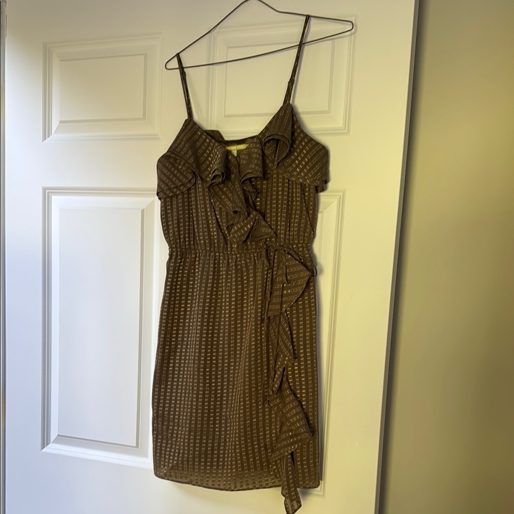Elegant Brown Ruffle Dress